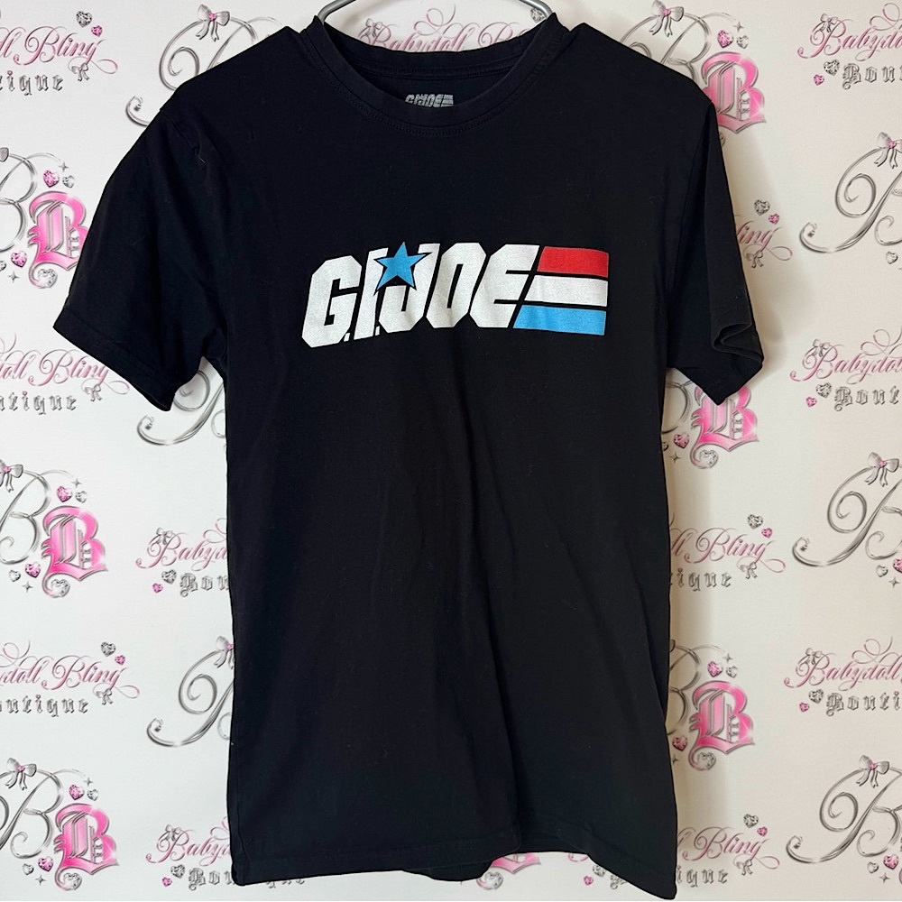 Hasbro G.I. Joe Black Tee tshirt logo graphic stretchy shirt top blue red white